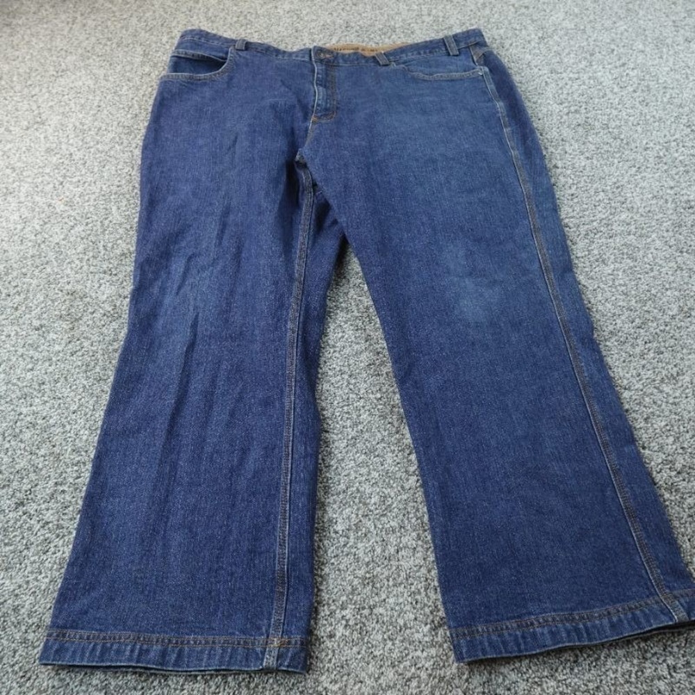 Duluth Trading Jeans Mens 46X30 Dark Blue Denim Pants Flex Ballroom Stretch Work
